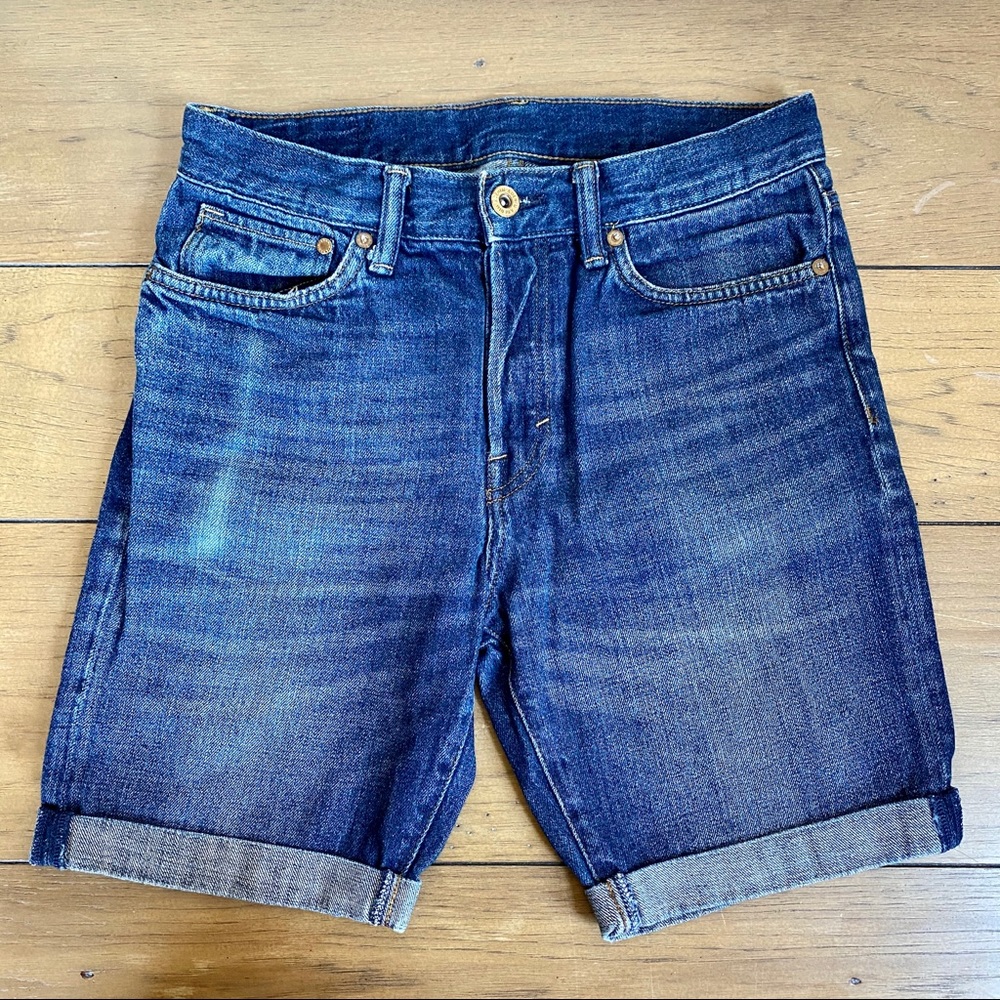 H&M Straight Fit Dark Wash Jean Shorts